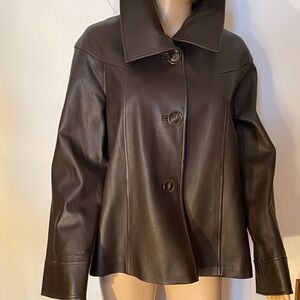 Dark brown leather jacket , size 6 ,Lafayette 148